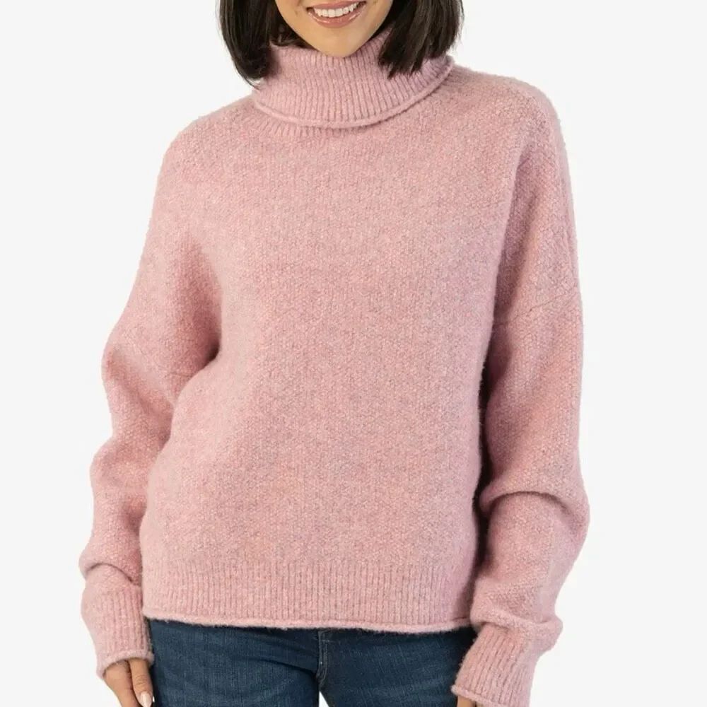 Kut from the Kloth pink wool blend cropped turtleneck sweater xs